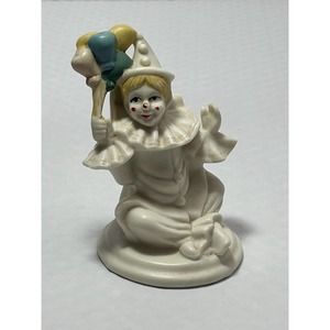Vintage Ceramic Hand Painted Clown with Balloons Figurine